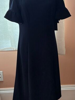 JESSICA HOWARD Classic Dark Navy Ruffle Sleeve MIDI Dress - SIZE 12 - NWT